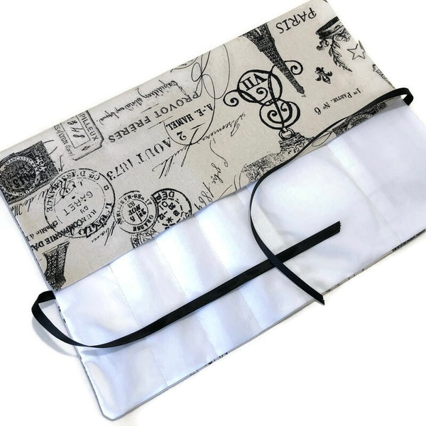 Circular Needle Case OR Combo DPN and Circular Case in  Black French Fabric