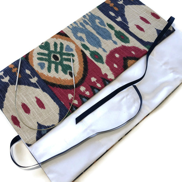 Circular Needle Case OR Combo  DPN  and Circular Case Linen Ikat