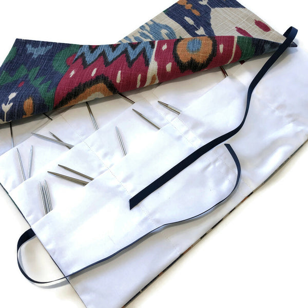 Circular Needle Case OR Combo  DPN  and Circular Case Linen Ikat
