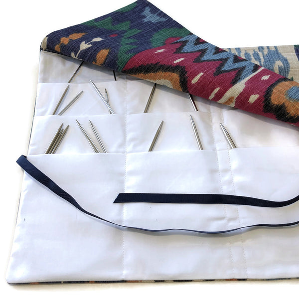 Circular Needle Case OR Combo  DPN  and Circular Case Linen Ikat