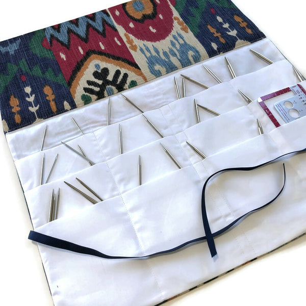 Circular Needle Case OR Combo  DPN  and Circular Case Linen Ikat
