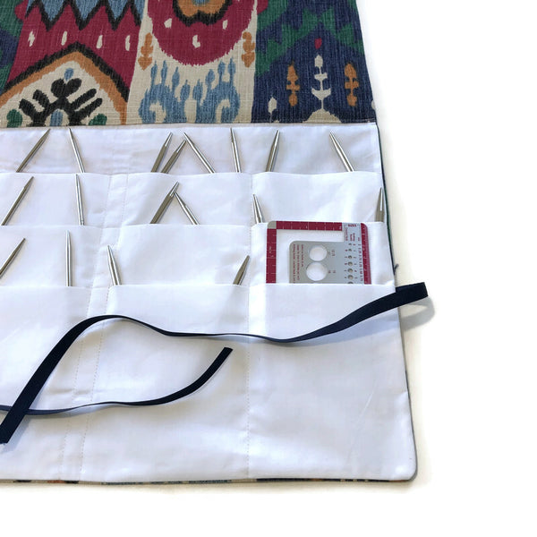 Circular Needle Case OR Combo  DPN  and Circular Case Linen Ikat