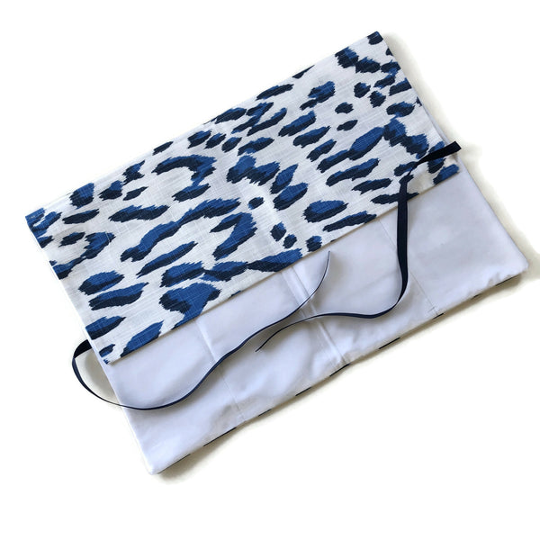 Circular Needle Case Blue Faux Animal Print