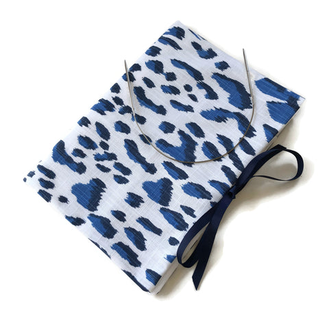 Circular Needle Case Blue Faux Animal Print