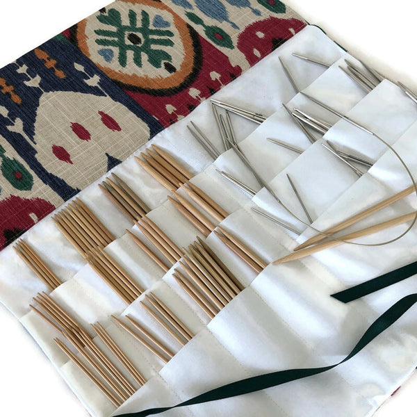 Circular Needle Case OR Combo  DPN  and Circular Case Linen Ikat
