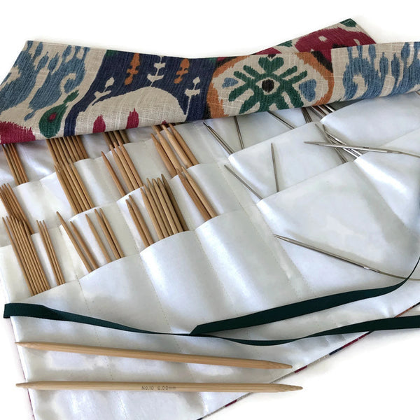 Circular Needle Case OR Combo  DPN  and Circular Case Linen Ikat