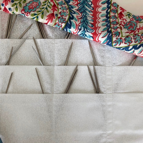 Circular Needle Case OR Combo DPN and  Circular Storage  Paisley Print Blue Coral