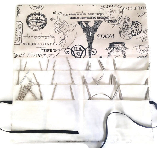 Circular Needle Case Black French Fabric - Buttermilk Cottage