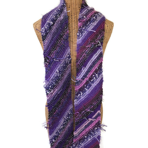 Boho Style Scarf Purple Bias Knit