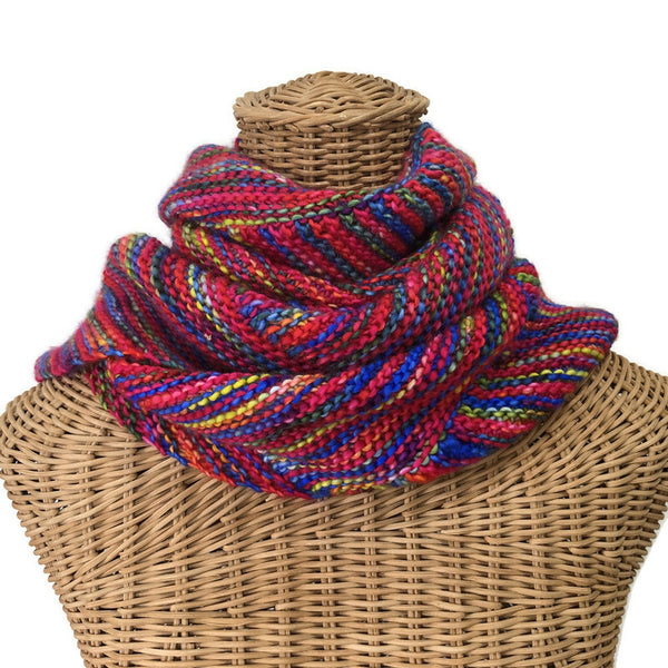 Diagonal  Unisex Long Scarf Multicolored Hot Pink