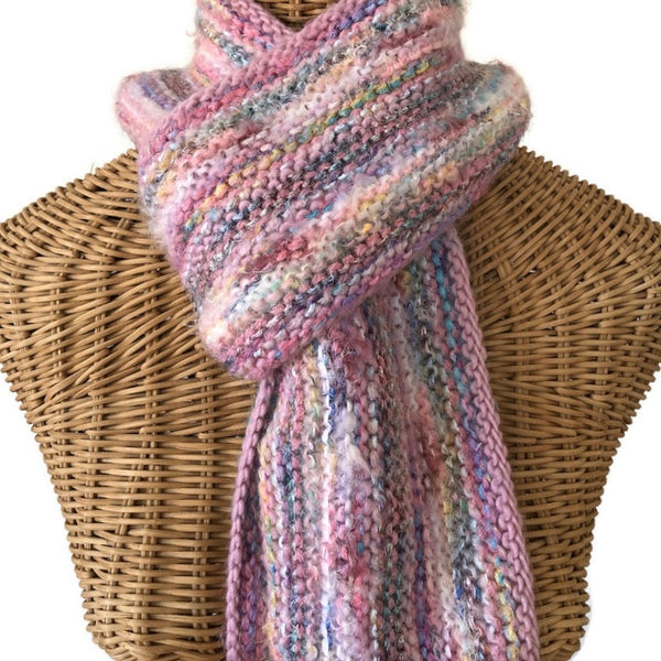 Hand Knit Scarf Pink FUSION