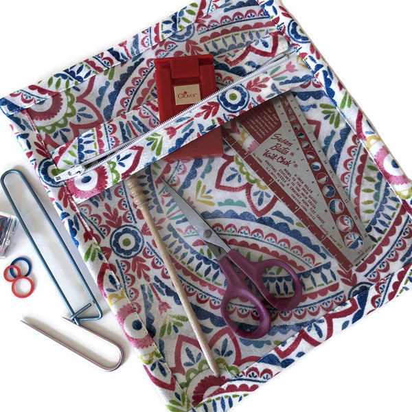 Red Striped Small Project Knitting Bag