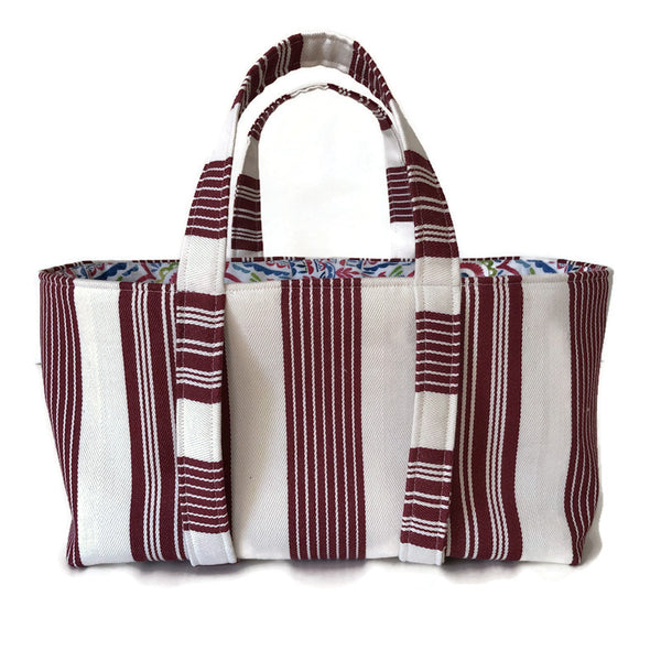 Red Striped Small Project Knitting Bag