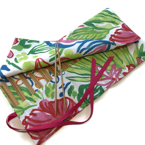 Double Point Needle Roll Up 12 Pockets Floral Outdoor Fabric