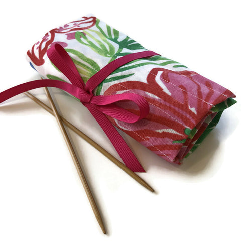 Double Point Needle Roll Up 12 Pockets Floral Outdoor Fabric