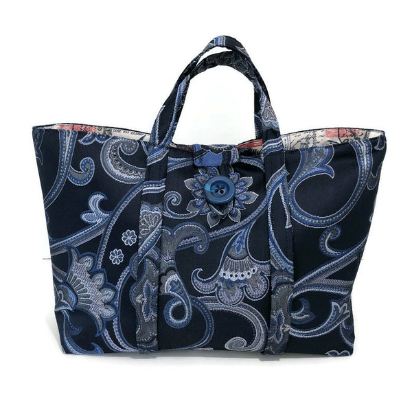 Blue Upholstery Knitting Bag