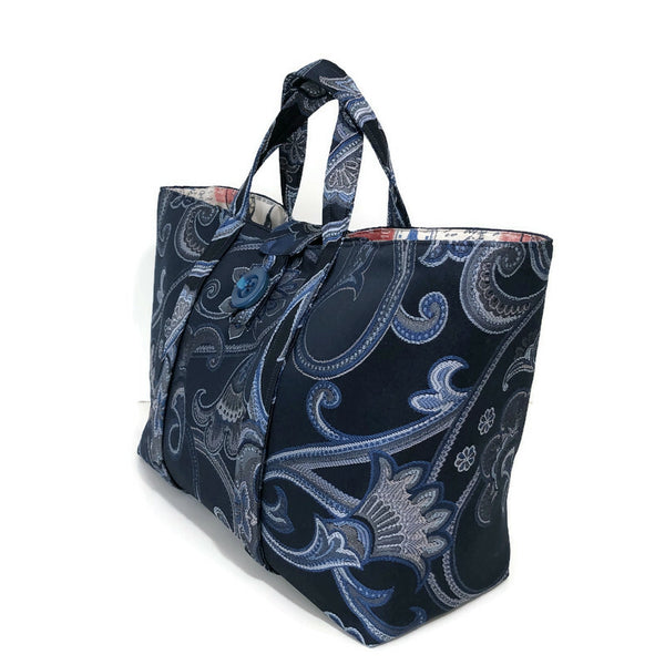 Blue Upholstery Knitting Bag