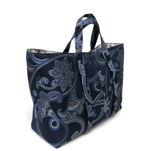 Blue Upholstery Knitting Bag