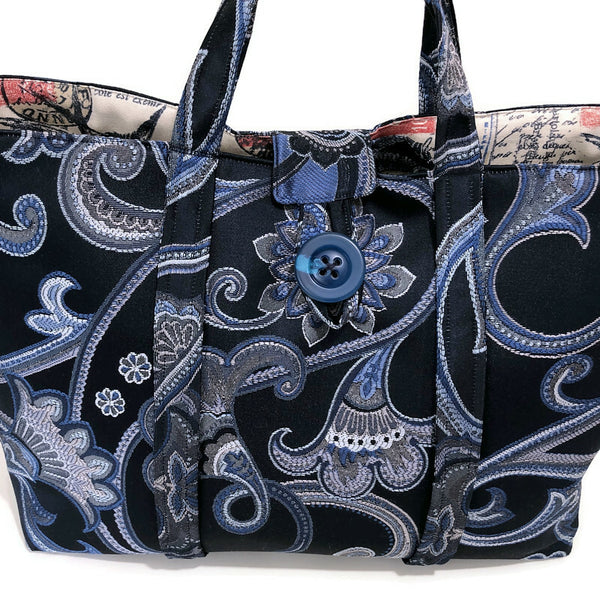Blue Upholstery Knitting Bag
