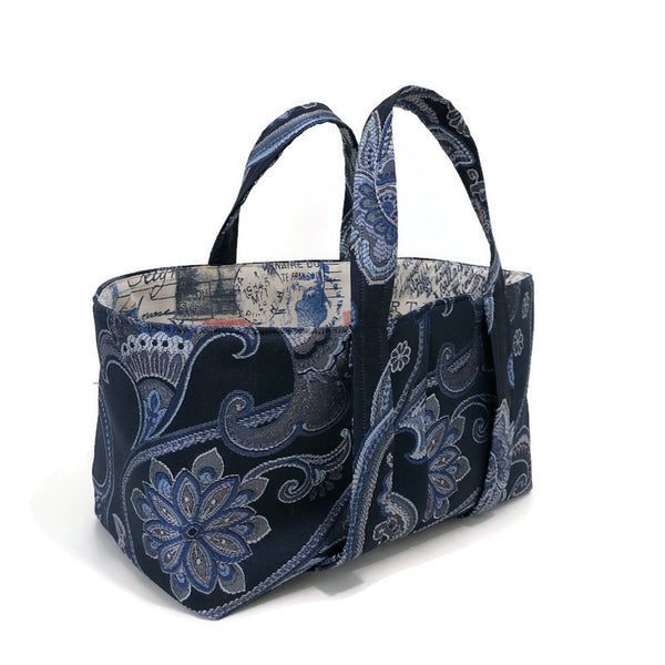 Small Project Knitting Bag Blue Upholstry