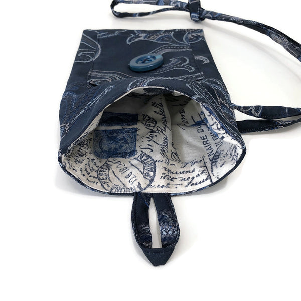 Tag Along Bag Blue Upholstery with French Icon Lining