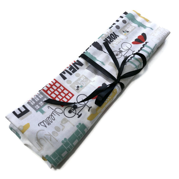 Straight Knitting Needle Roll Up Case New York City Icons