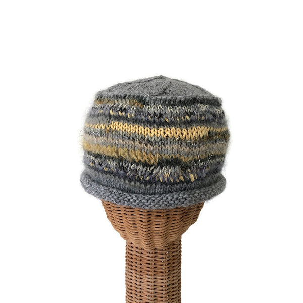 Rolled Brim Beanie Gray Yellow