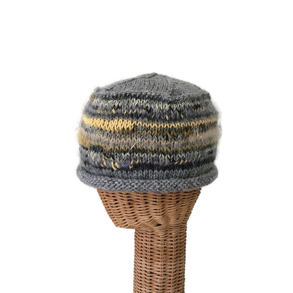 Rolled Brim Beanie Gray Yellow