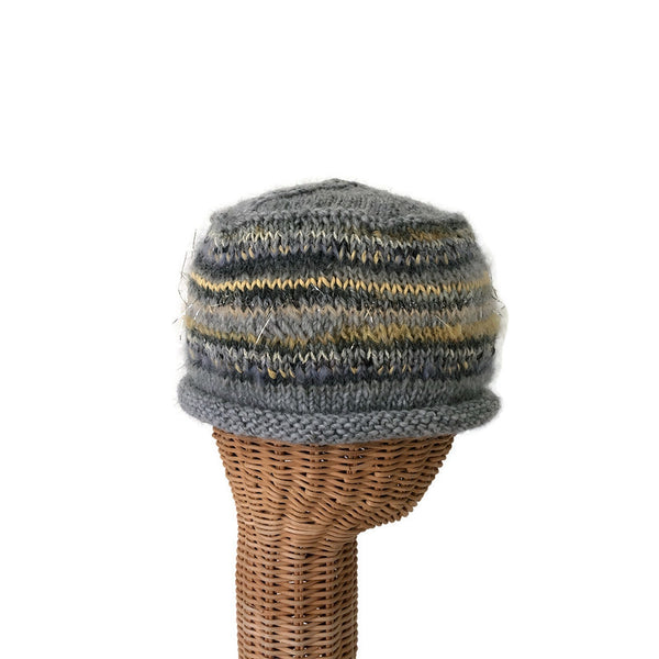 Rolled Brim Beanie Gray Yellow