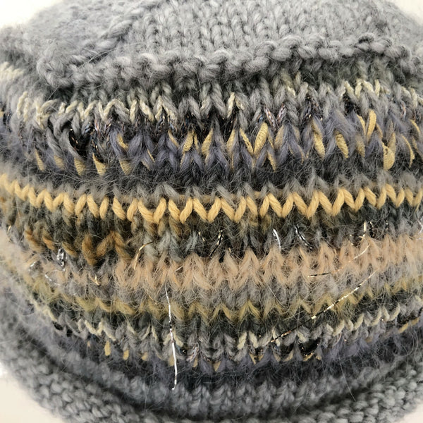 Rolled Brim Beanie Gray Yellow