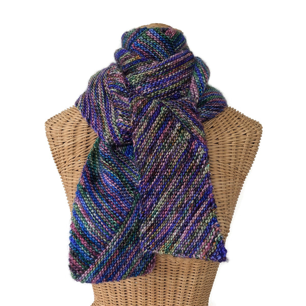 Diagonal Knit Long and Skinny Scarf