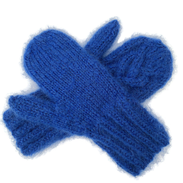 Cabled Mitten Blue Mohair