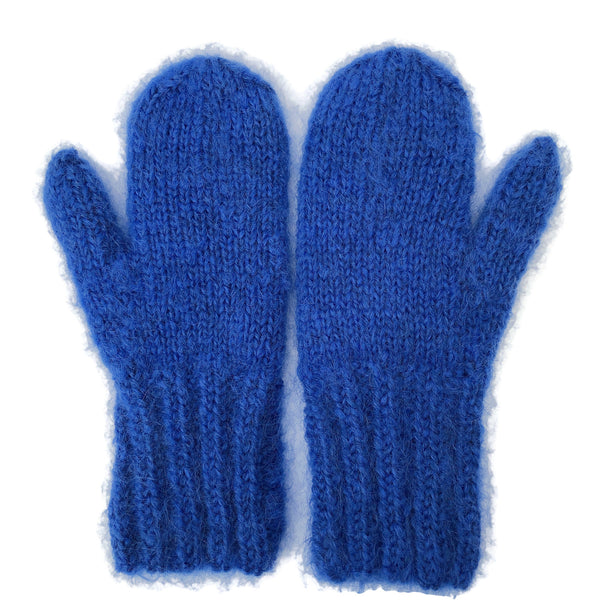Cabled Mitten Blue Mohair