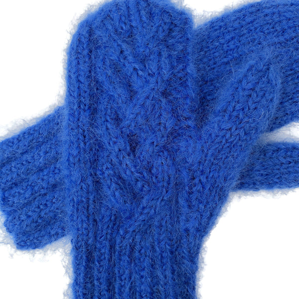Cabled Mitten Blue Mohair