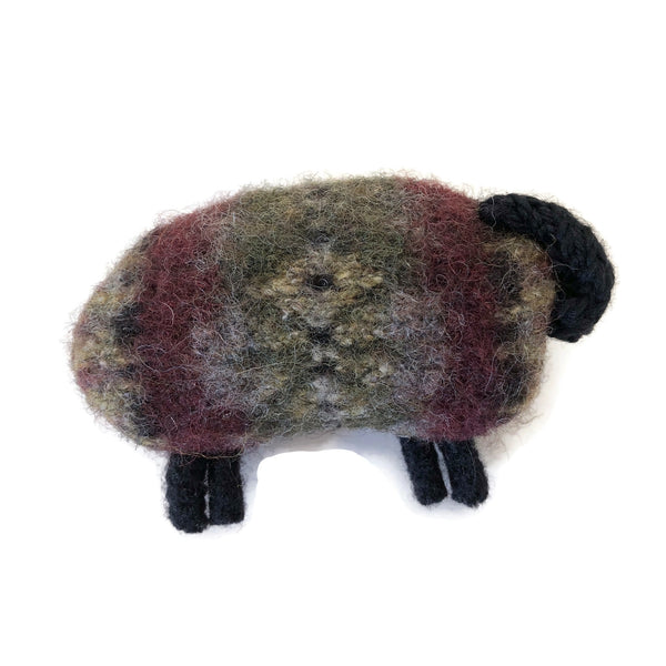 Felted Sheep Hand Warmers Green Black Fair Isle