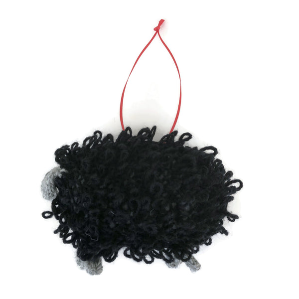 Hand Knit Sheep Ornament "Baa Baa, the Black Sheep"