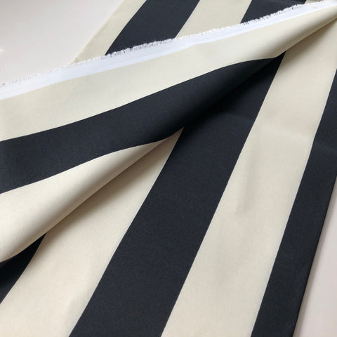 Outdoor Fabric Wide Black and Cream Stripes