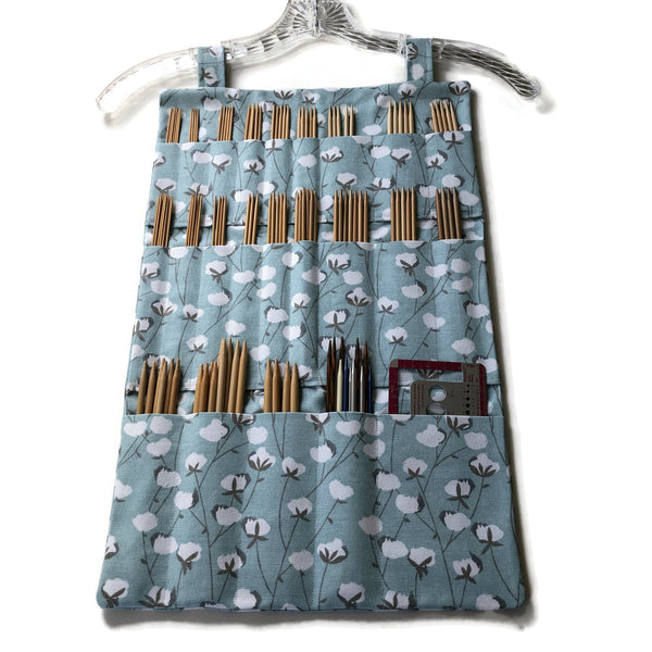 Hanging DPN Organizer Aqua Cotton Boll Fabric
