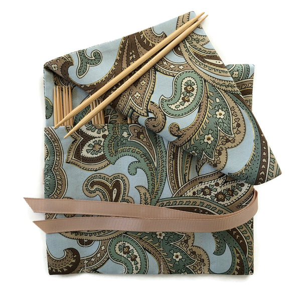 Sock Knitter's Needle Set Aqua Paisley
