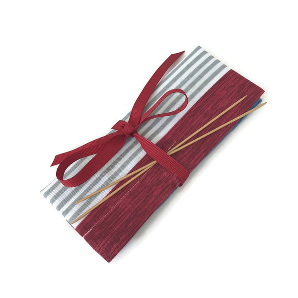 Double Point Needle Roll Up 6 or 12 Pockets Outdoor Fabric Striped