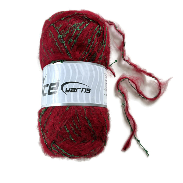 Fuzzy Red and Green ICE Yarn