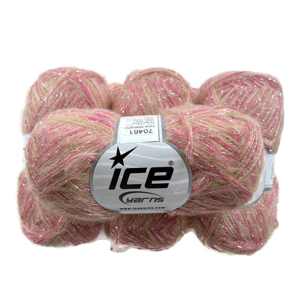 Pink and Silver Fuzzy Yarn