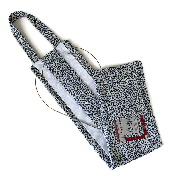 Hanging Circular Needle Organizer Faux Animal Print Blue