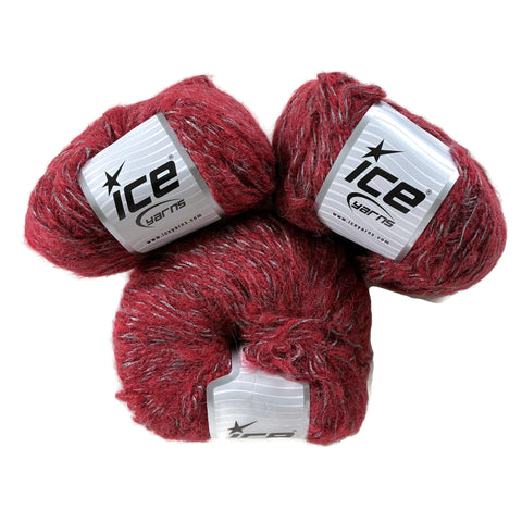 Alpaca Shine ICE Red with Gray Accent Yarn