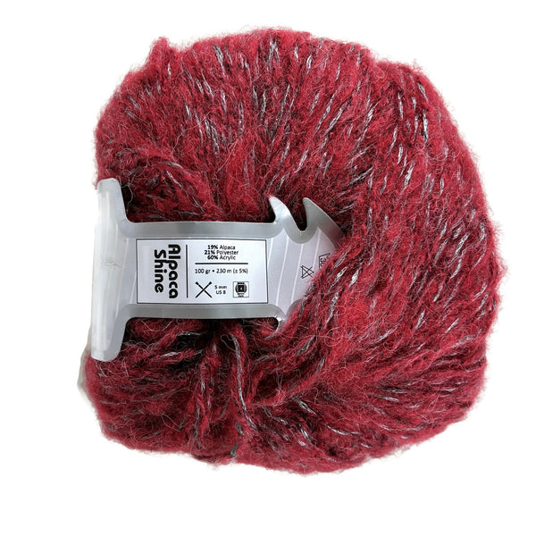 Alpaca Shine ICE Red with Gray Accent Yarn