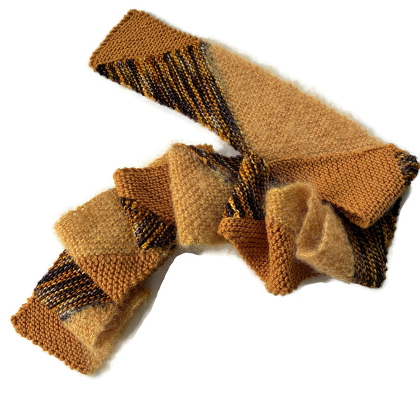 Diagonal Knit Gold Scarf