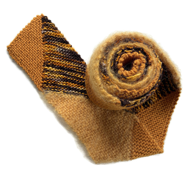 Diagonal Knit Gold Scarf