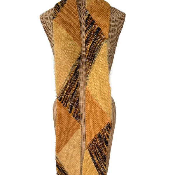 Diagonal Knit Gold Scarf
