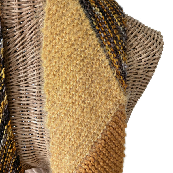 Diagonal Knit Gold Scarf