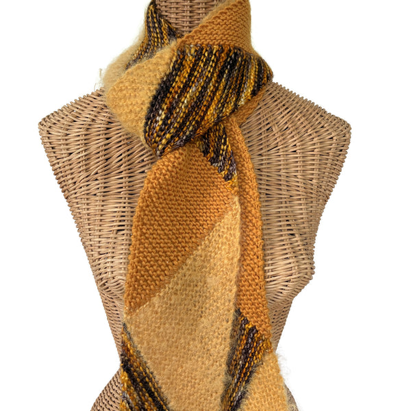 Diagonal Knit Gold Scarf